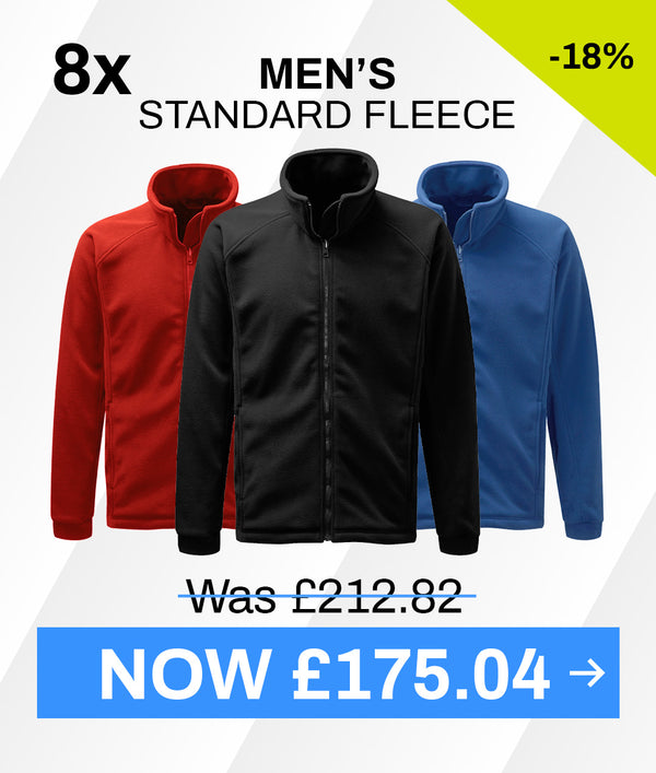 8 x Men's Standard Weight Fleece Jackets + FREE LOGO