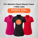 10 x Women's Classic Beauty Tunics + FREE LOGO
