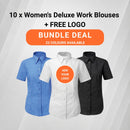 10 x Women's Deluxe Work Blouses + FREE LOGO