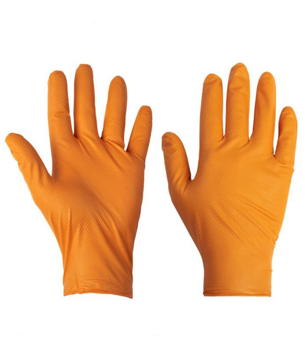 Orange Disposable Gloves - Nitrile Diamond Grip - 1000 Pieces (S-L), 900 Pieces (XL)
