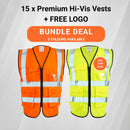 15 x Premium Hi-Vis Vests + FREE LOGO