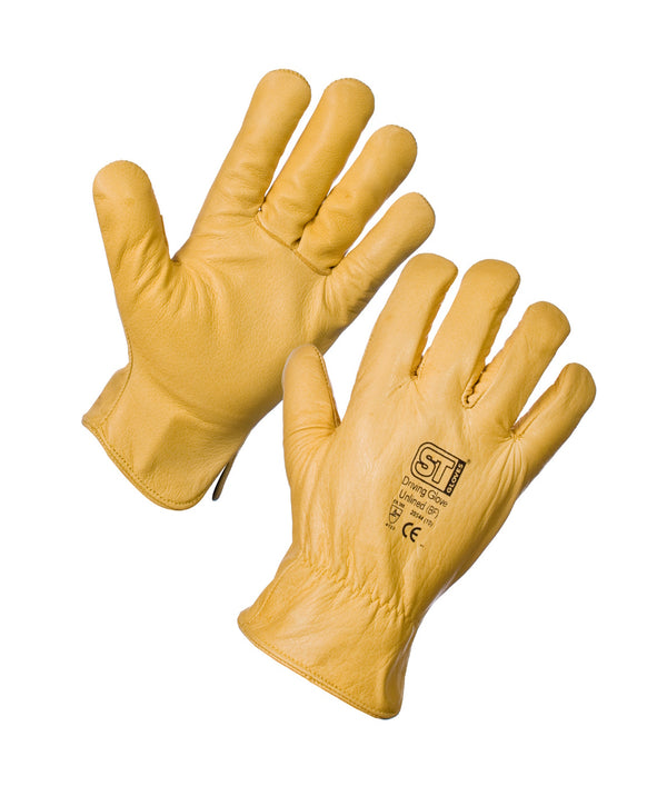 Single Pair - Leather Driving Yellow Unlined Gloves