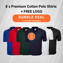 8 x Premium Cotton Polo Shirts + FREE LOGO