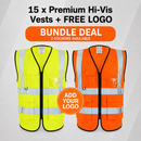 15 x Premium Hi-Vis Vests + FREE LOGO