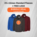 25 x Unisex Standard Fleeces (300gsm) + FREE LOGO