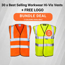 30 x Best Selling Workwear Hi-Vis Vests + FREE LOGO