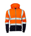 Hi Vis Orange 2 Tone Hooded Zipped Sweatshirt