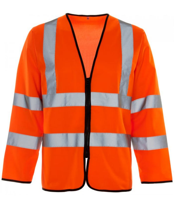 Hi Vis Orange Long Sleeved Zip Vest With ID & Phone Pocket