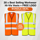 30 x Best Selling Workwear Hi-Vis Vests + FREE LOGO