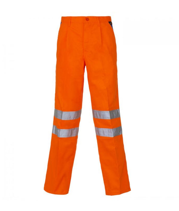 Hi Vis Orange Knee Band Polycotton Long Trousers
