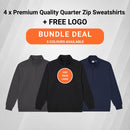 4 x Premium Quality Quarter Zip Sweatshirts  + FREE LOGO