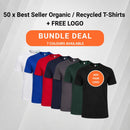50 x Best Seller Organic / Recycled T-Shirts + FREE LOGO