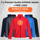 5 x Premium Quality Softshell Jackets + FREE LOGO