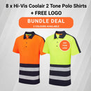 8 x Hi-Vis Coolair 2 Tone Polo Shirts + FREE LOGO