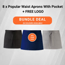 8 x Popular Waist Aprons With Pocket + FREE LOGO