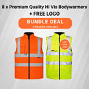 8 x Premium Quality Hi-Vis Body Warmers + FREE LOGO