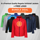 8 x Premium Quality Regatta Softshell Jackets + FREE LOGO