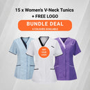15 x Women's V-Neck Tunics + FREE LOGO