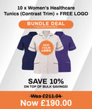 10 x Women's Healthcare Tunics (Contrast Trim) + FREE LOGO