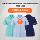 10 x Women's Healthcare Tunics (White Trim) + FREE LOGO