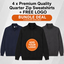 4 x Premium Quality Quarter Zip Sweatshirts  + FREE LOGO