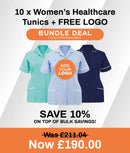 10 x Women's Healthcare Tunics (White Trim) + FREE LOGO