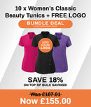 10 x Women's Classic Beauty Tunics + FREE LOGO