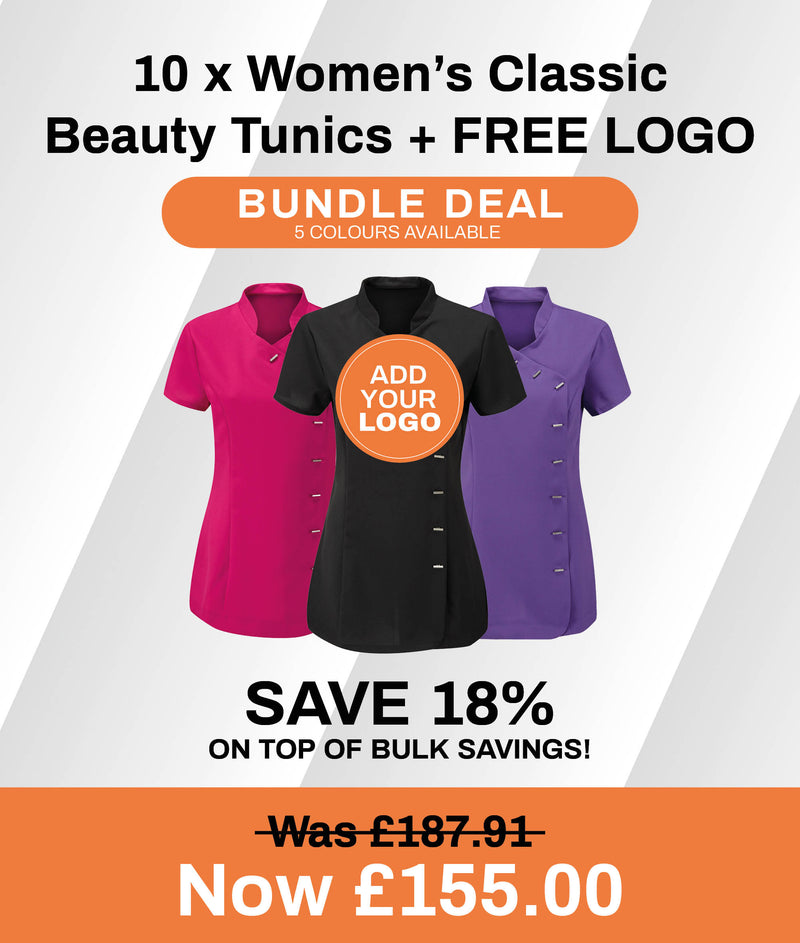 10 x Women's Classic Beauty Tunics + FREE LOGO