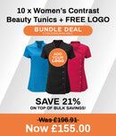 10 x Women's Contrast Beauty Tunics + FREE LOGO