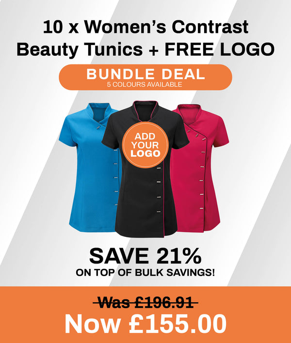 10 x Women's Contrast Beauty Tunics + FREE LOGO