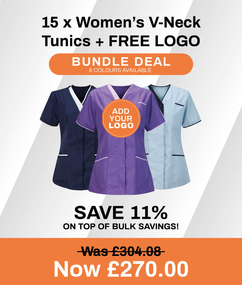 15 x Women's V-Neck Tunics + FREE LOGO