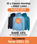 32 x Classic Hoodies + FREE LOGO