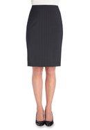 Brook Taverner Numana Skirt in Charcoal Pinstripe