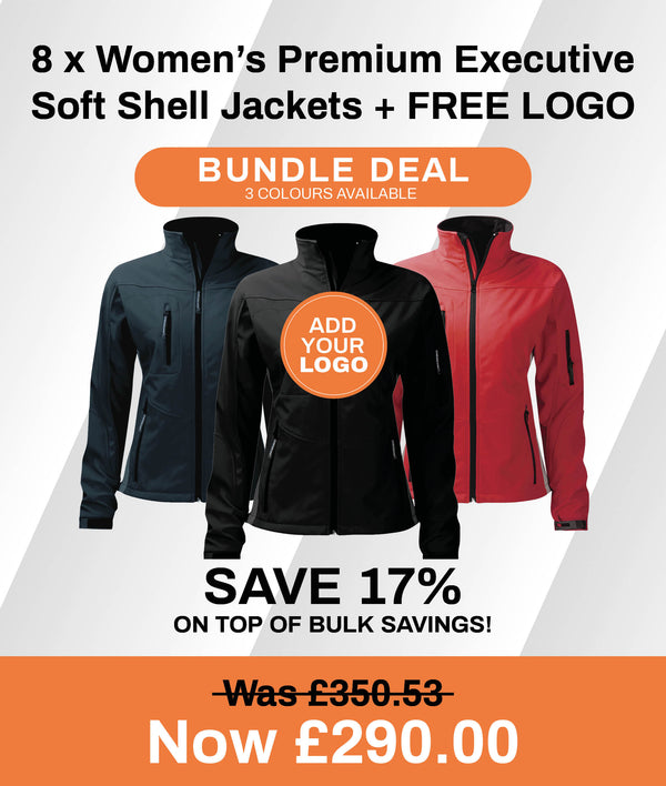 8 x Women's Premium Executive Soft Shell Jackets + FREE LOGO