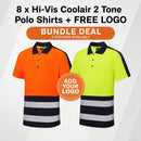 8 x Hi-Vis Coolair 2 Tone Polo Shirts + FREE LOGO