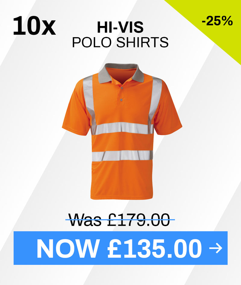 10 x Orange Hi Vis Polo Shirts + FREE LOGO