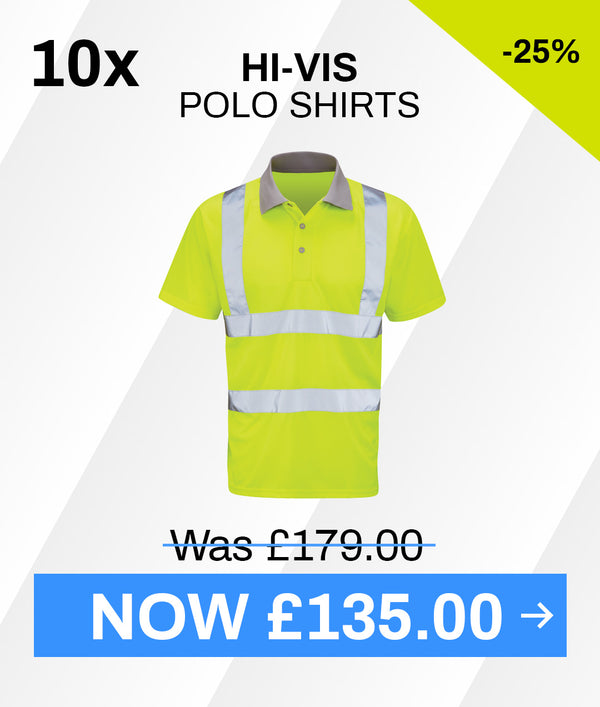 10 x Yellow Hi Vis Polo Shirts + FREE LOGO