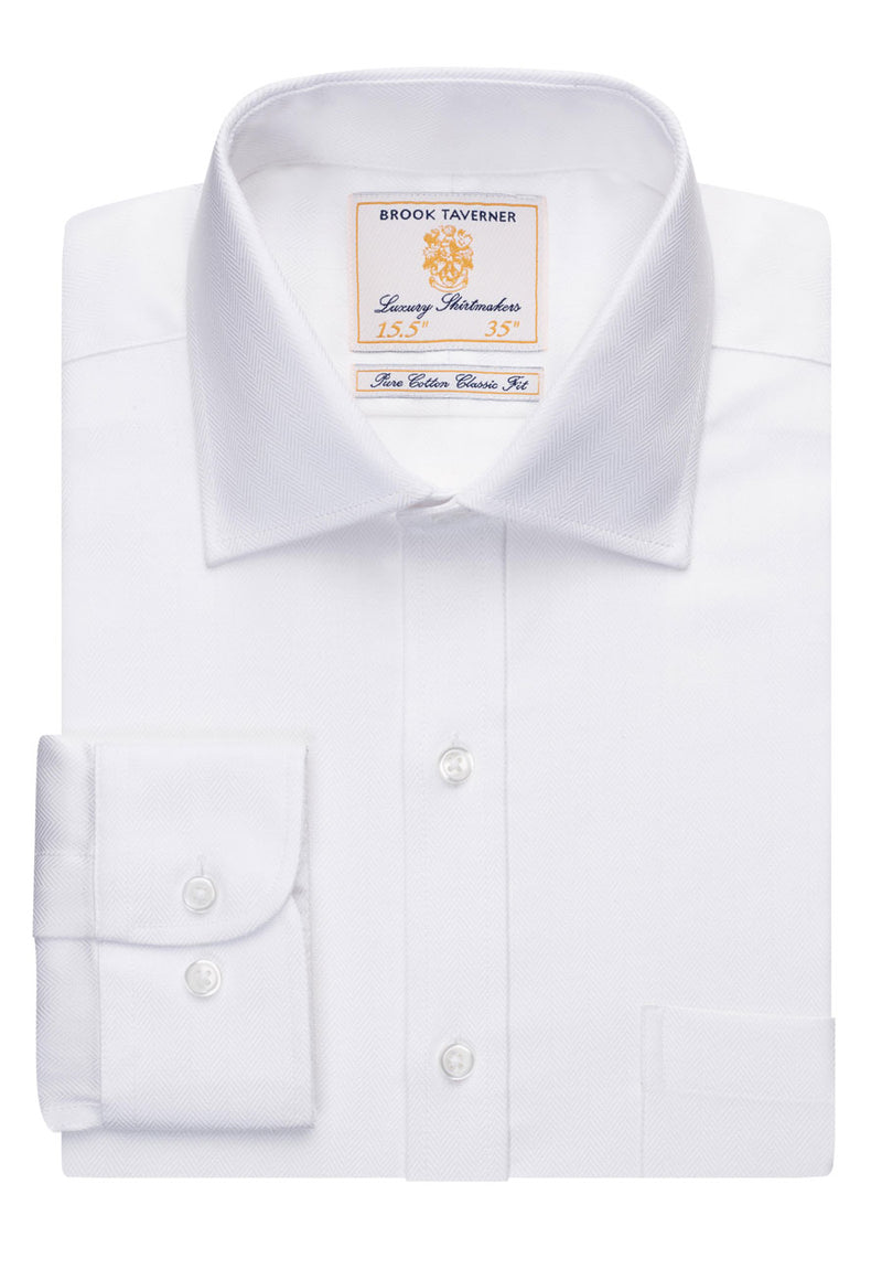Men's Long Sleeve Single Cuff Shirt Cotton Herringbone - Altare