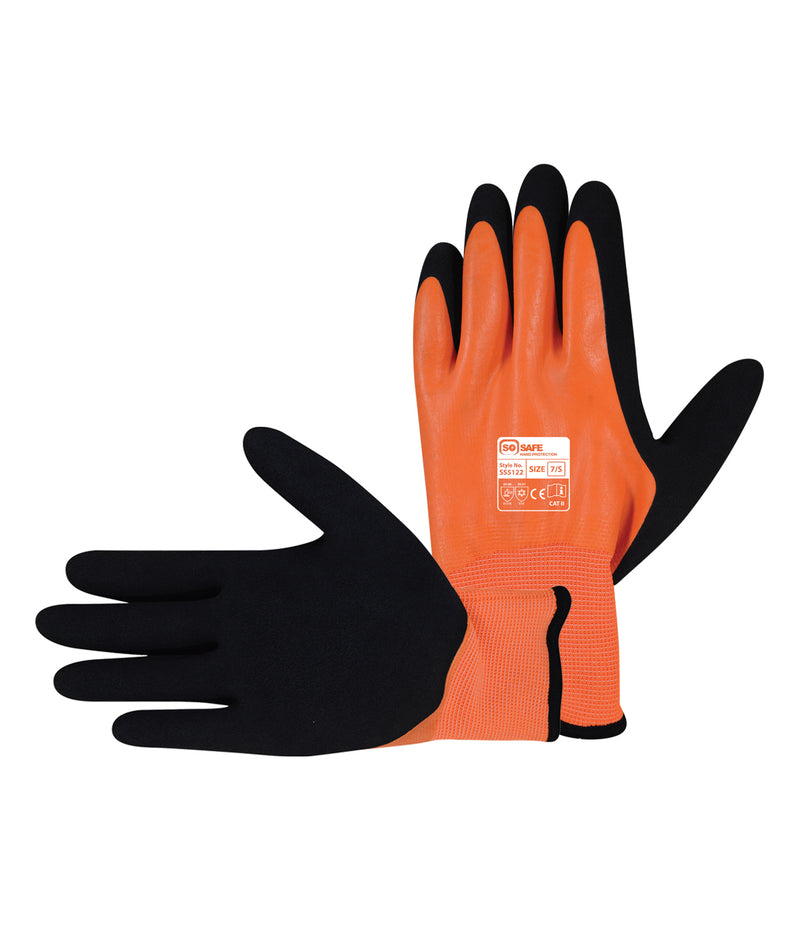 120 Fully Coated Latex Gloves - Orange/Black