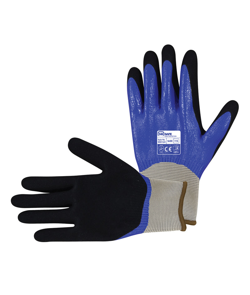120 Fully Coated Nitrile Gloves - Blue/Black