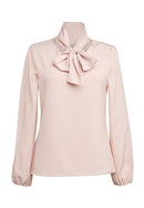 Women's Long Sleeve Pussy Bow Blouse - Andria