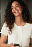 Women's Short Sleeve crepe de chine Blouse - Felina